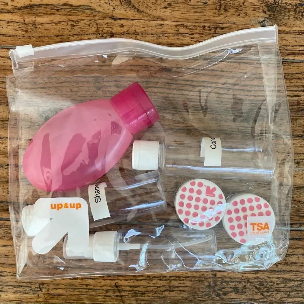 Up & Up Bag of Travel Size Containers Clear Hand Luggage NWOT